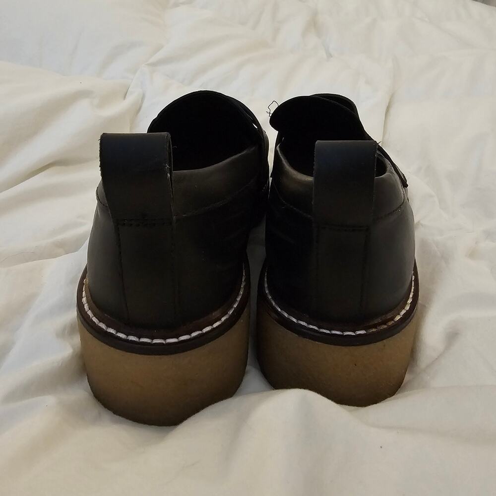 Everlane Black Leather Platform Loafers Crepe Sole Penny Loafers Women Size 11 - Picture 3 of 6